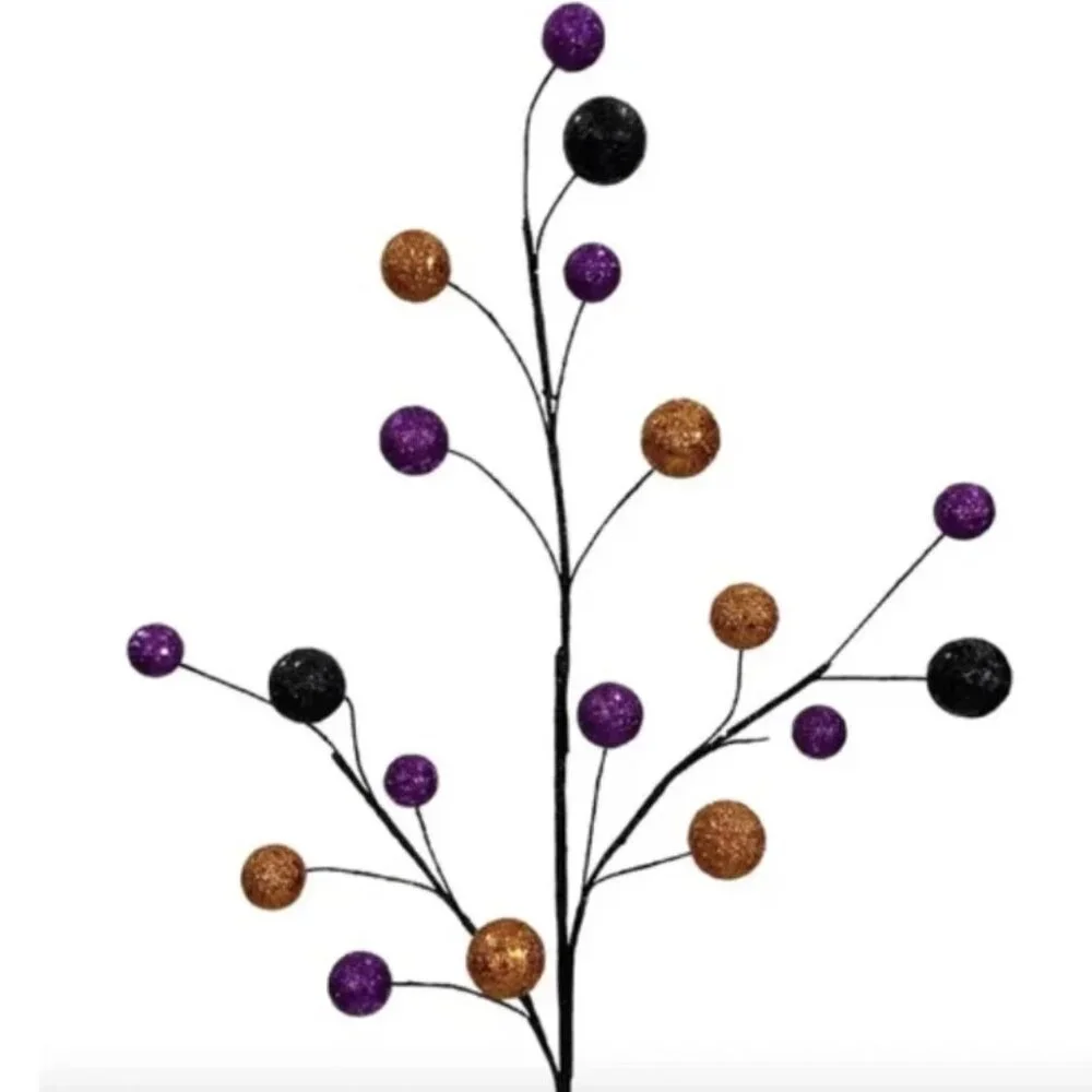 Orange Black and Purple Glitter Pick Halloween Pick Spray Stem Holiday Crafts